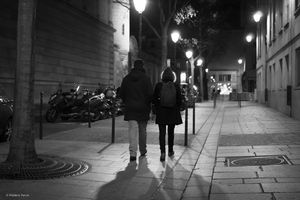 Walking Down the Street at Night